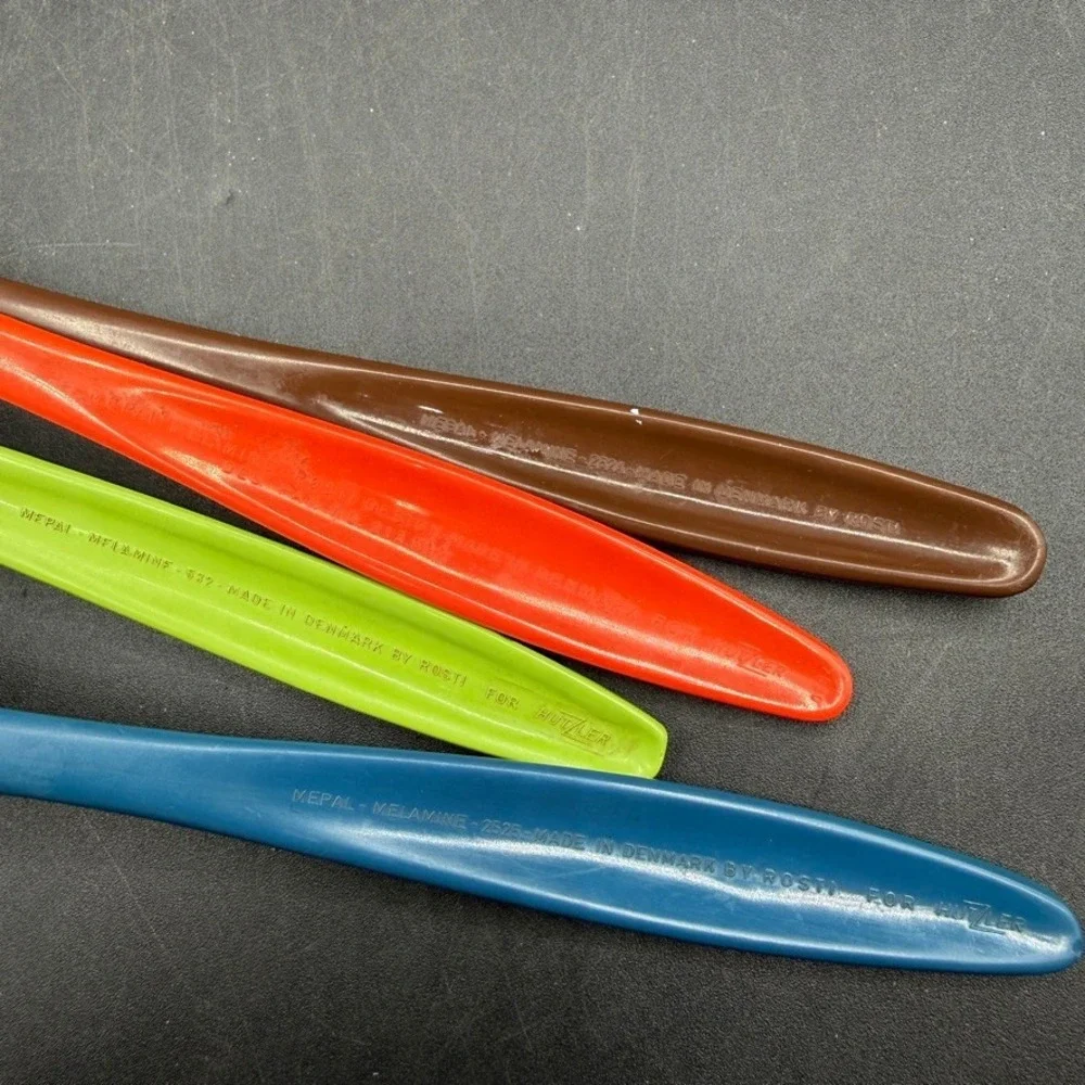 Vintage Mepal Rosti Hutzler Melamine Kitchen Utensil Set Mixed Colors 4pc MCM